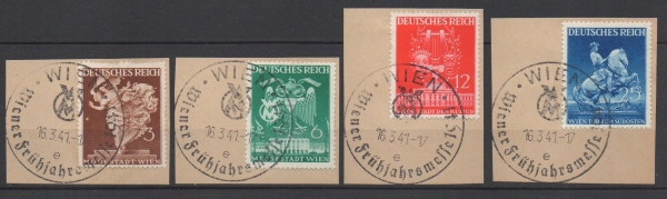 Michel Nr. 768 - 771, Frühjahrsmesse auf Briefstück.